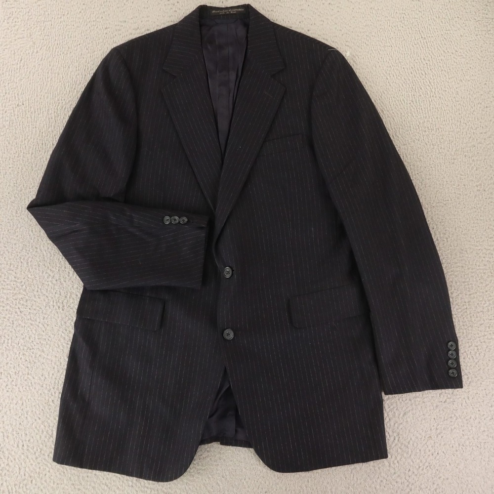 VTG Neil Martin Jacket 41L MT Blue Pinstripe 100% Wool Blazer Sport Coat